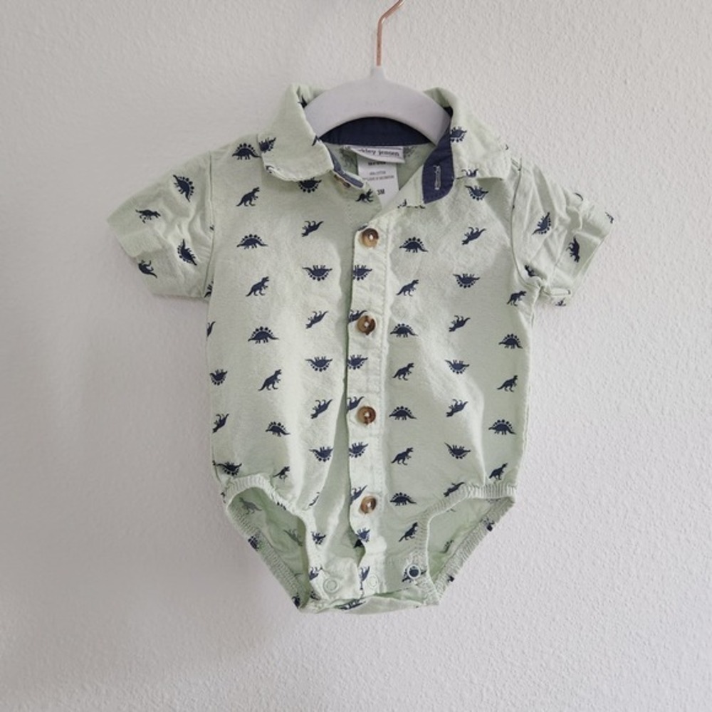 Berkley‎ Jensen Baby Boy Romper Bodysuit Light Green Dinosaur Print 3M